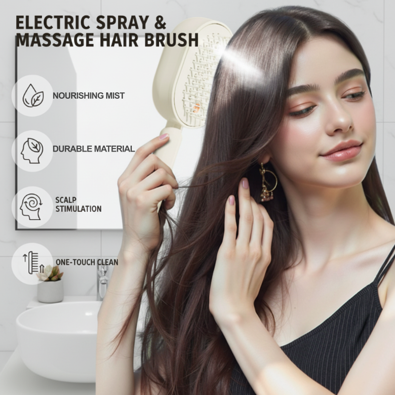🧴Spazzola elettrica per capelli con funzione spray e massaggio💆♀️✨
